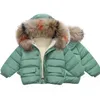 Filles manteau nouveau Noël vêtements d'extérieur mode hiver filles fourrure vers le bas vêtements manches brodées pour enfants doudoune LJ201017