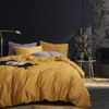 60S Egyptian Cotton Solid color Bedding set Silky Soft pure cotton Duvet Cover set Bed sheet Pillowcases Twin Queen King Size 201120