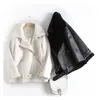 Ailegogo Autumn Winter Women Faux Lamb Leather Jacket Streetwear Tjocklek Fårskinn Kvinnlig päls med Belt Outwear 201030