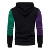 New Mens Hoodie Sweatshirt Casual Color Matching Black Pullover Hooded Sweatshirts Thicken Long Sleeve Tops Winter Clothing