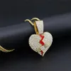 Glacé Zircon Cubique Coeur Brisé Collier Pour Hommes Femmes Hip Hop Bijoux Plein Strass Miami Chaîne Cubaine Sautoirs