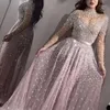 Fashion-casual Dresses Women Elegant Formal Evening Party Mesh Long Sleeve High Waist Sequins Shiny Wedding Dress 2021 Top Quality Vestidos1