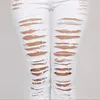 Sottile per le donne New Fashion Summer Skinny Denim Sexy Hole Bianco Nero Matita a vita media Jeans 201106