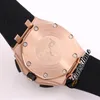 Ny 26405 kvartskronograf Mens Titta på svart textur Dial Stopwatch Two Tone Rose Gold Case Rubber Sport Watches Swisstime A2126