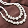 Moda elegancka podwójna warstwa fałszywy pearl koraliki naszyjniki panna młoda druhny zroszony łańcuchy dla kobiet panie kobiece biżuteria prezent