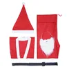 Christmas Santa Claus hat +top +pants +belt + fake beard 5PCS Adult Men Suit Cosplay Red Outfit Costume Fancy Dress