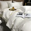 Yatak Takımları Düz ​​Gri Beyaz Kakma Kordon Geniş Kenar Nevresim 1000TC Mısır Pamuk Basit Stil Set Çarşaf Yastıkları