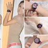 Prema Women Watches Ladies Quartz Watch Shining Bracelet Purple Leather Strap Wristwatches Fashion Butterfly Dial Design Clock 201120