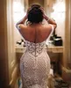 2022 robes de mariée sirène arabe sexy robes de mariée hors épaule illusion perles cristal perles dos ouvert plus la taille vestidos de noiva