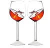 Vidros de vinho vermelho quente - chumbo livre de cristal de titânio elegância original tubarão de vinho tubarão de vidro interior dentro de vidraria longa termina 9074