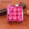 Amerikaanse voorraad Valentijnsdag geschenken 9 stks zeep bloem rose box bruiloft verjaardag kunstmatige roos cadeau decoratie