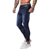 Gingtto Blue Brand Jeans Mounts Slim Fit Super Skinny Jeans для мужчин Хип-хоп Улица Носить Тощий Нога Мода Устрельные штаны ZM121 201111