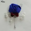 Meldel Silk Rose Hommes Corsage Pin de fleur Broche de mariage pour demoiselle d'honneur Décor Perle Groom Boutonniere Hommes Mariage Corsage Fleurs