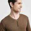 Marka Coodrony Sweter Men Buttual Button V-Neck Pullover Shirt Spring Autumn Slim Fit Długie rękawie miękkie bawełniane ciąg Homme 220108
