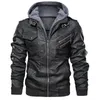 Vestes pour hommes taille européenne luxe hommes veste en cuir PU à capuche moto manteaux mâle Jaqueta Couro manteau d'hiver #61