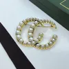 Full Pearl Brooch Luxury Designer Jewelry Stylish Letter Pin Suit Dress Classic Broochs Clothes Ornament Wedding Party High Quality