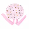 Elastic Band Large Satin Silk Bonnet Sleeping Cap Women African Print Hat Night Sleep Cap Hair Care Tie Headwrap Turban Cover