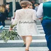 Full Lace Short Boho Wedding Dress Elegant Long Sleeve Knee Length Beach Bohemian Bridal Dresses 2022 Civil Country Bride Skirt Sexy Robe De Mariée