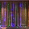 3×2/3×3m LEDソーラーウィンドウカーテン文字列ライト屋外ガーデンカーテンライトランプクリスマス結婚式の休日パーティーストリングライトY200903