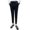 Mens Social White Pants British Style byxor Grön Office Dress Slim Fit Tight Red Club Pink 2020 11098638672