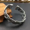 Bangle sterling silver handvävda twist öppna vintage män och kvinnor par armband