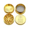 2 Size Smoking Available 4 Layers Diameter 39mm/58mm Golden Zinc Alloy Metal Herb Grinder spice/tobacco Crusher Tobacco Spice Hand