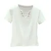 Summer Tshirt w rozmiarze Plus Kobieta nowa łańcuch diamentowa V kołnierz krótkie rękaw jasny jedwabny jedwabny tshirt Casual Joker Nancylim T200516