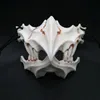 Mezza maschera animale denti lunghi demone samurai maschera ossea bianca tengu drago yaksa tigre maschera cosplay t2005095356502