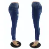 Jeans da donna Pantaloni alla moda a matita in denim skinny Lavati elasticizzati a vita media con foro strappato S-2XL