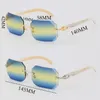 2022 nouvelles lunettes de soleil en métal sans monture T8200768 blanc véritable corne de buffle naturel lunettes de soleil UV400 lentille mode C décoration or 18 carats grand cadre carré mâle et femelle