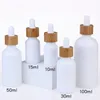 10-100ML White Porcelain Dropper Bottles with Bamboo Cap For Essential Oil Perfume Packaging Dropper Bottle, Empty Cosmetic Container