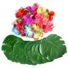 30 sztuk Liście + 24 Kwiaty Luau Maui Moana Urodziny Letnia Plaża Party Piękny Stół Dekoracja Hawajska Tropikalna Tropikalna Xmas Y200903