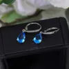 Boucles d'oreilles goutte d'eau de luxe pour femmes, élégantes, mode, rose, bleu, topaze, argent Sterling S925, marque classique, bijoux de fête fine, 2022