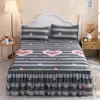 3 PCS Bedsheets 침대 스커트 시트 커버 더블 커플 리넨 코튼 킹 사이즈 그림 퀸 꽃 매트리스 패드 220217