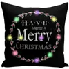 Funda de almohada LED navideña con letras temáticas navideñas, funda de almohada de felpa para sofá de casa, cojines decorativos, fundas de cojines