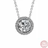 Hand-finished 45cm Link Chain Chocker Necklaces in Silver 925 Fine Jewelry with Clear CZ and Halo Showcase Sophistication FLN046 Q0531