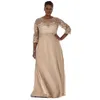 Elegante Império Cintura Mãe Vestidos Uma Linha Plus Size Long Mãe da Noiva Vestido Applique Lace Sheer Crew Pescoço 3/4 Manga Completa Dos Desenhistas Do Casamento Vestidos Noite de Prom