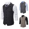 2021 chic grå brudgum västar ull brudgummen Vest Slim Fit Mens Dress Suit Väst Prom Dinner Party bröllopskläder Waistcoat Custom Mad244i