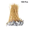 100 PCS Twine Bijenwas Biologische Kaars Wieken Lage Rook Pre-Waxed Natuurlijke Bijenwas Tabbed Lato Kaars Wieken voor Verlichting Ma215R