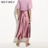 WOTWOY Summer Casual Gonne di base Donna 2020 Office Lady Solid Gonna a tubino a metà polpaccio Donna Gonne lunghe rosa nera Jupe Femme LJ200819