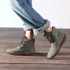 Nowe kobiety kostki ciepłe płaskie buty 2020 Autumn Vintage PU skórzane botki gladiator botki botki botki mujer zapatos1