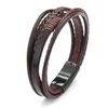 woven Braid leather bracelet bangle cuff magnetic button multilayer bracelets wristband women men fashion jewelry will and sandy gift