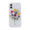 Caso de capa traseira de cristal criativo e elegante de flor seca real para iphone 11 12 capa pro max x xr xs max 6 7 8 mais capas de telefone