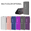 Mobiltelefonfodral Luxury Mirror Flip Leather Case för Samsung Galaxy S24 S23 S22 Ultra S21 FE Note 20ultra A55 A35 A25 A15 A54 A34 A24 A14 A73 A53 A33 A23 A13 Clear View Prot Prot Prot