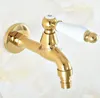 Bathroom Sink Faucets Wall Mount Gold Color Brass Ceramic Handle Washing Machine Faucet /Garden Water Tap / Laundry Cold Taps Tav150