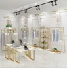 Magasin de vêtements présentoir combinaison de sol or étagère de magasin de tissu pour femmes fer suspendus vêtements racks