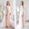 Novo Elegante Tailored Blush Rosa Night Vestes Mulheres Ladies Illusion Lace Appliques Sleepwear Roupão Roupão Pedaços