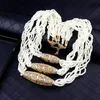 Girocolli Sunspicems 2021 tessuto a mano Marocco perline catena collana girocollo colore oro perla simulata gioielli da sposa africani sposa Gif310K