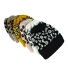 Шапочка/кепки черепа зимние вязание шляпы для женщин мода мода леопардовые вязаные вязаные шва