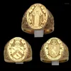 Cluster ringen punk hand gesneden voor mannen gouden kleur pantser leeuw kroon aanleg ring topkwaliteit persoonlijkheid geschenken sieraden 40m9041